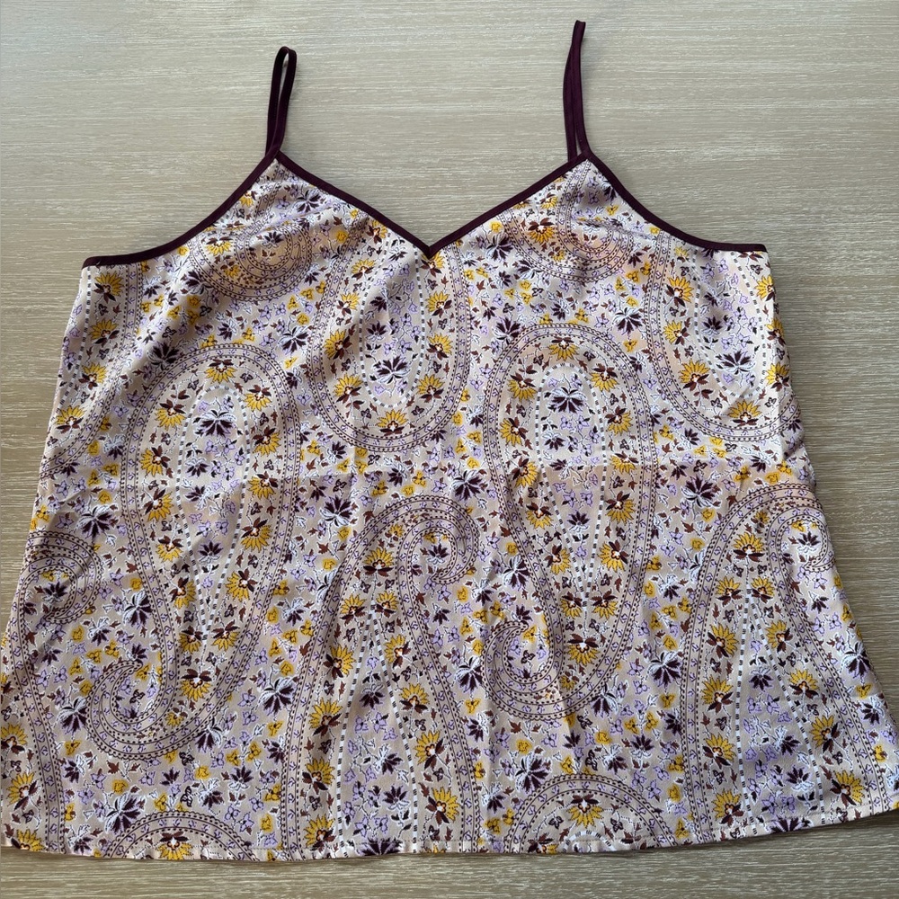 Ann Taylor Purple and Yellow Floral Sleepwear Set Pajamas (Top and Bottom) L - Picture 2 of 10